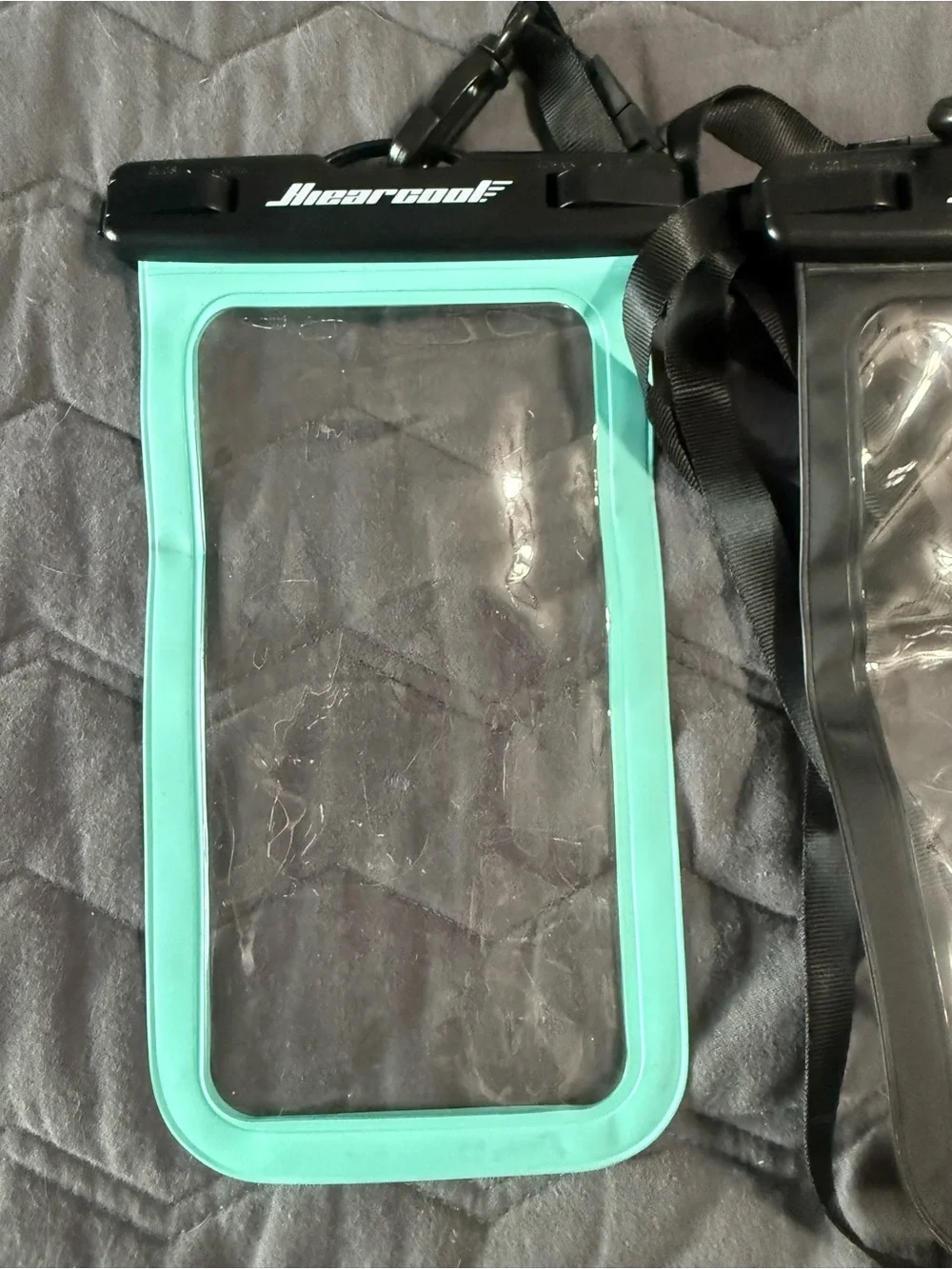 Waterproof Phone Pouch Case with Lanyard - Black & Teal